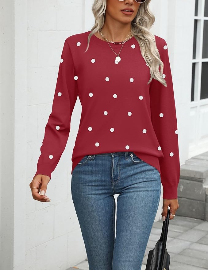 Zeagoo Womens 2026 Fall Sweaters Long Sleeve Tops Classic Crew Neck Pullover Sweaters Loose Dressy Casual Basic Clothes