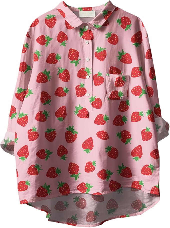 Women Funny Graphic Long Sleeve Floral Blouses Plus Size Button Shirts Casual Cute Vneck Fall Tunic Tops Trendy