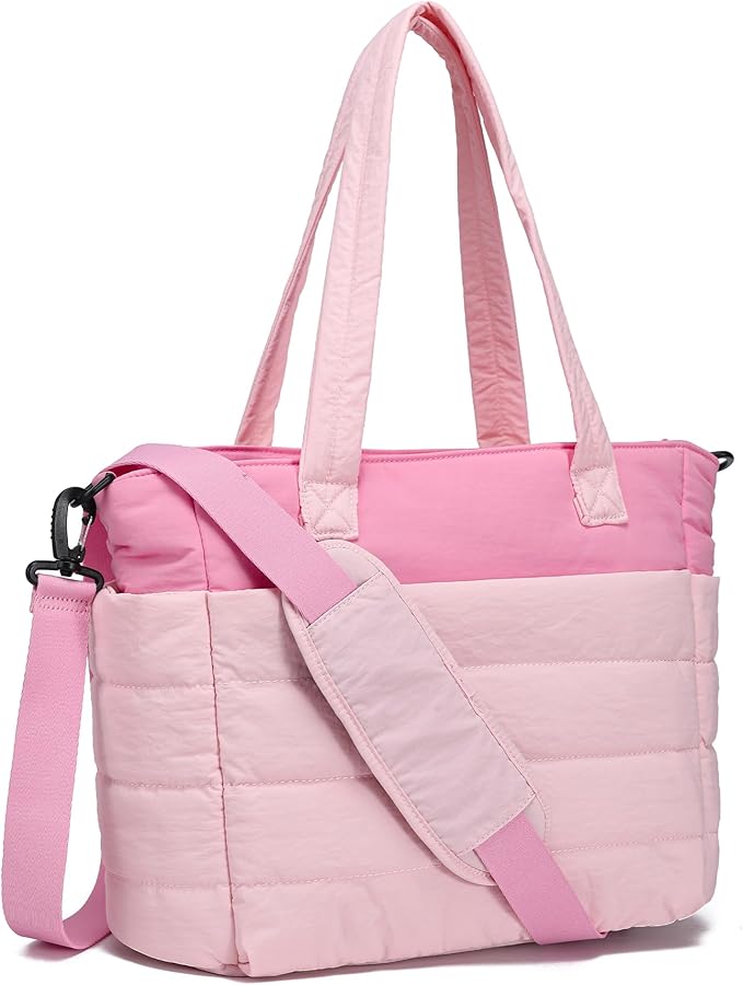 AOCINA Puffer Tote Bag for Women Quilted Work Bag Nurse Bags Women's Shoulder Handbags for Travel Gym Gifts Laptop Purse