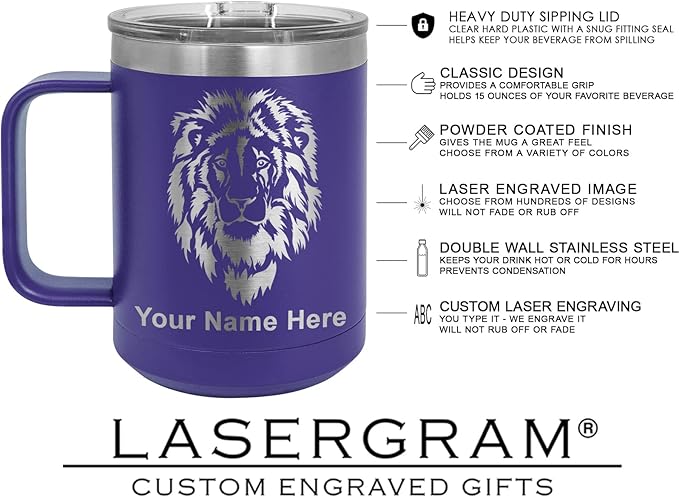 LaserGram 15oz Vacuum Insulated Coffee Mug, CNA Certified Nurse Assistant, Personalized Engraving Included (Dark Purple)