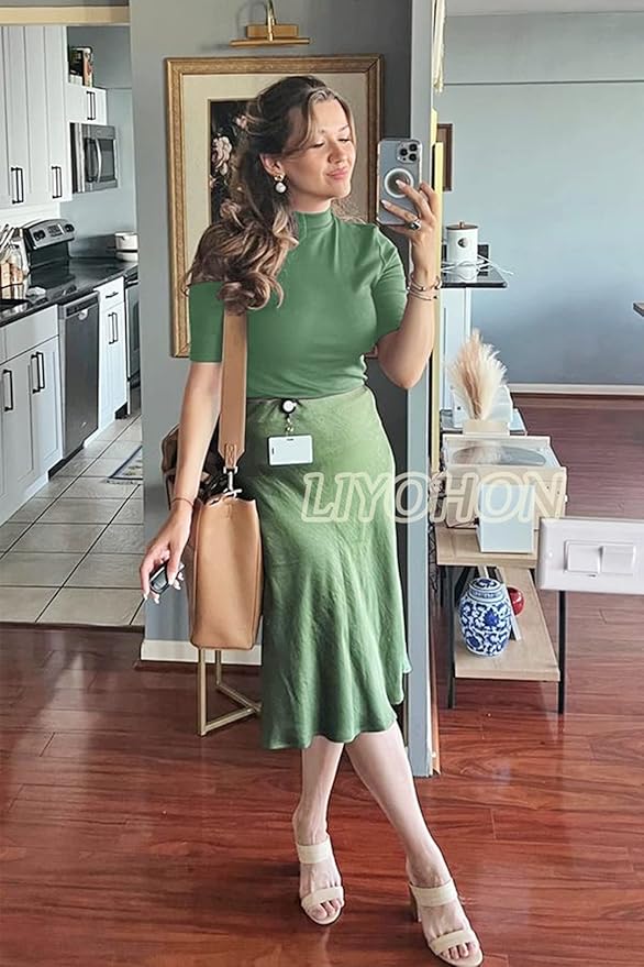 LIYOHON Womens Tops Dressy Casual Mock Turtleneck Business Short Sleeve T Shirts Going Out Tops 2026