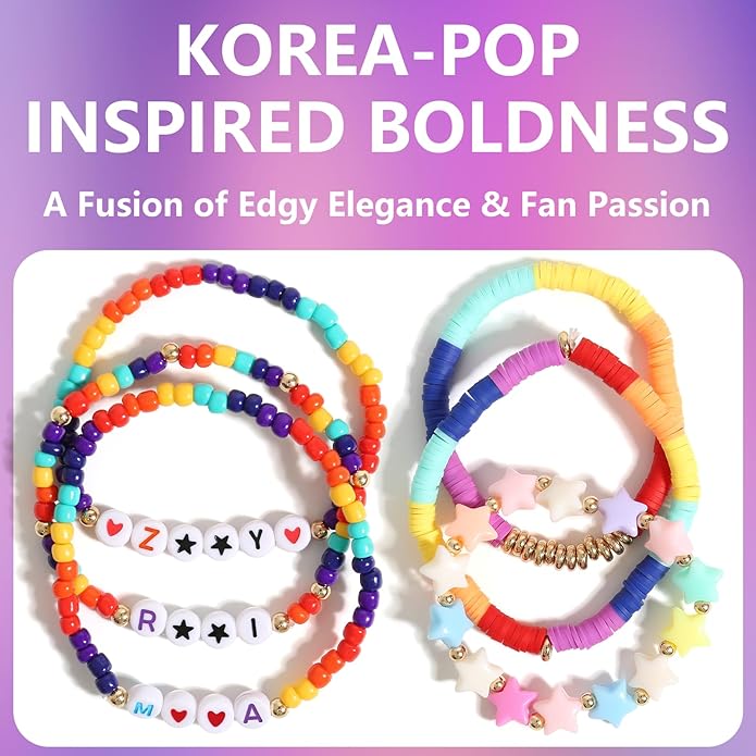 Phask for Korea-Pop Merch Bracelets Inspired Bracelets,Stackable Stretch Bracelets for Korea-Pop Stuff Fans Cosplay Outfit Gifts Accessories Jewelry Birthday Christmas
