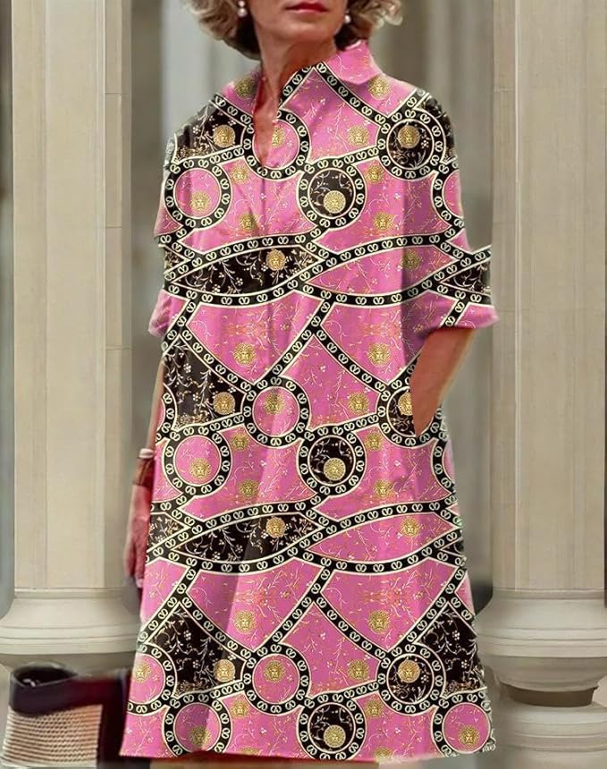 Womens 2025 Long Sleeve Button Down Shirt Summer Dress Casual V Neck Loose Fit Midi Shirt Dresses with Pockets