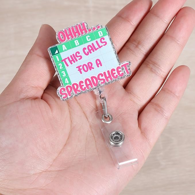 Ohhh...This Calls for A Spreadsheet Funny Badge Reel, Cute Retractable ID Card IT Badge Holder, Name Tag Work Badge Clip for Accountant Data Entry ID Holder Librarian Teacher Receptionist Nurse Gifts