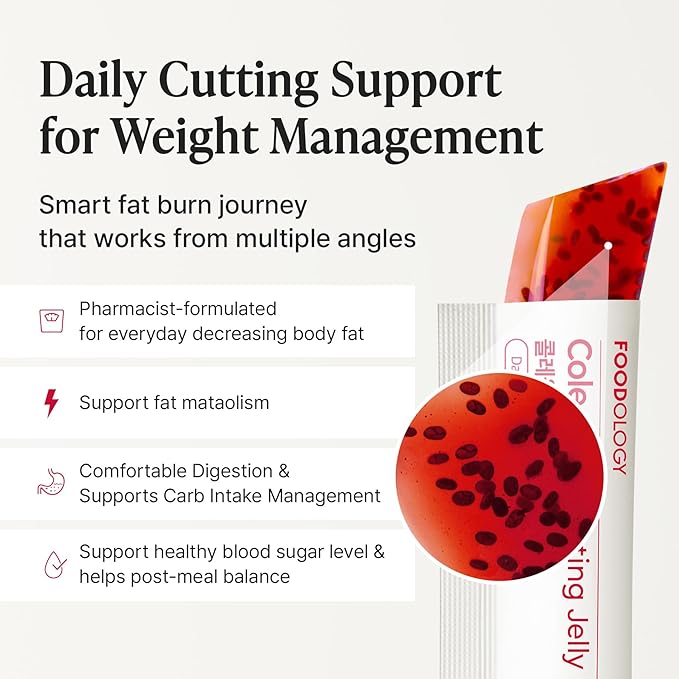 FOODOLOGY Coleology Cutting Stick Jelly, Pomegranate – Appetite Suppressant, Support Weight Management, Chia Seeds, Garcinia Cambogia HCA, Korean Dietary Supplement with Collagen – 10 Counts