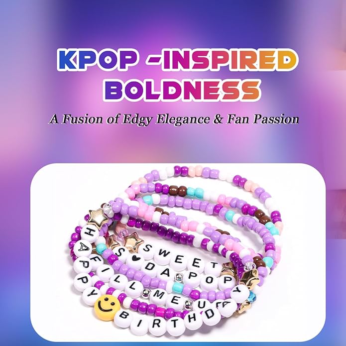 AICase for Korea-Pop Merch Toys Gifts Doll Cosplay Outfit Costume 5 Pcs Stackable Stretch Friendship Beaded K_Pop Bracelets Merchandise Jewelry Gifts for Fans Women Christmas Stocking