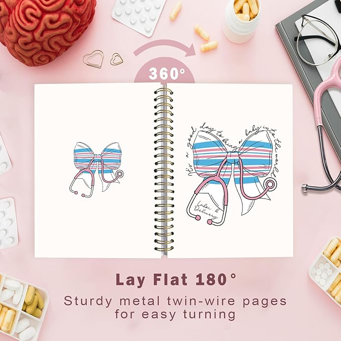 Lacama Nurse Notebook, Nurse Gifts for Women, Nursing School Essentials, Nurse Appreciation Gifts, Nurses Week Gifts, Stethoscope Bow Spiral Notebook, Nurses Week Gifts, Office School Supplies