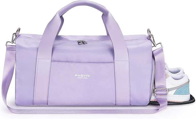 Gym Bag for Women Girls with Shoe Compartment & Wet Pocket - Duffle Bag for Travel Sports Fitness Workout Athletic, 19"-Medium, Purple
