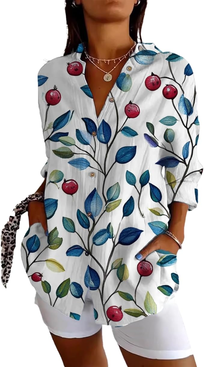 Fashion Summer Shirts V Neck Japanese Art Vintage Floral Graphic Button Down Trendy Hawaiian Holiday Outfits