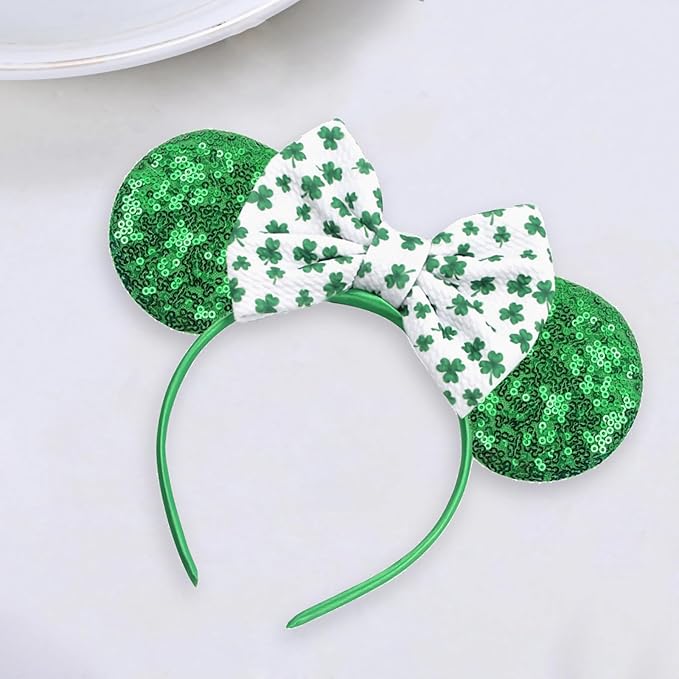 Sequin Mouse Ears Headbands for Women Girls Boys, Glitter Bows Headband for Kids Adults Birthday Party Costume Halloween