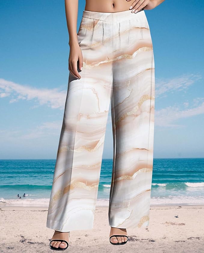 Womens Boho Pants Casual Oversize High Waisted Wide Leg Trousers Pattern Printed Ourdoors Pant for 2025 Summer