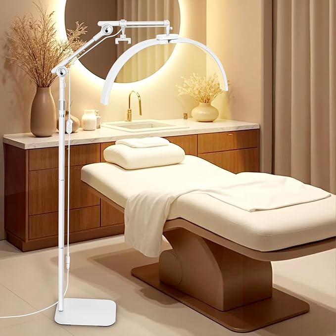 LIONVISON Lash Light for Eyelash Tech: Foldable Half Moon LED Lamp with Phone Holder for Eyelash Extension - Lash Artist Tech Tattoo, Esthetician