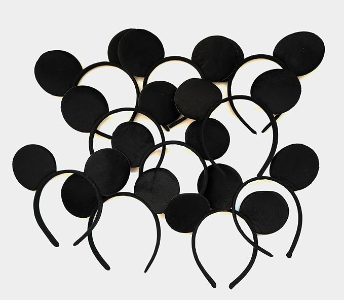 NEWTGAN 20 PCS Mouse Ears Headbands for Birthday Party Theme Park Costume Play Celebration for Boys and Girls (3color)