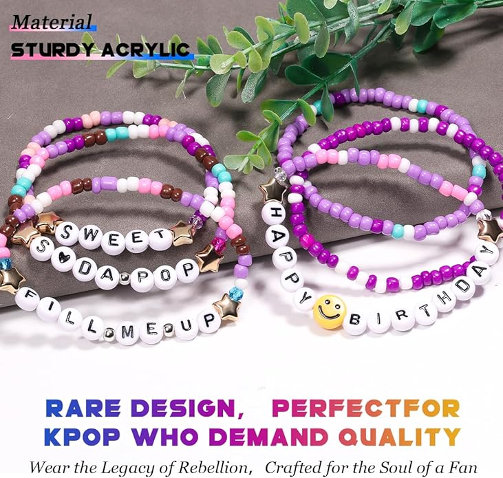 AICase for Korea-Pop Merch Toys Gifts Doll Cosplay Outfit Costume 5 Pcs Stackable Stretch Friendship Beaded K_Pop Bracelets Merchandise Jewelry Gifts for Fans Women Christmas Stocking