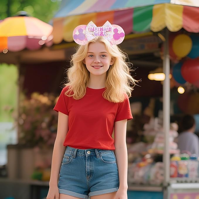 YUNISS Handmade Sparkly Mouse Ears Headband for Adults & Kids | Upgraded Wide Band |Velvet Non-Slip Band, All-Day Comfort