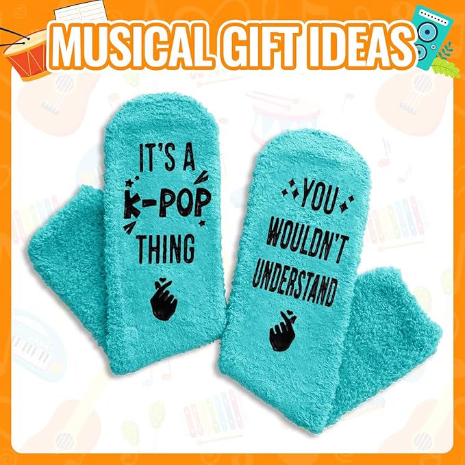 HAPPYPOP Fuzzy Gifts for Women Men - Book K-pop Divorce Inspirational Vegan Scary Film Socks