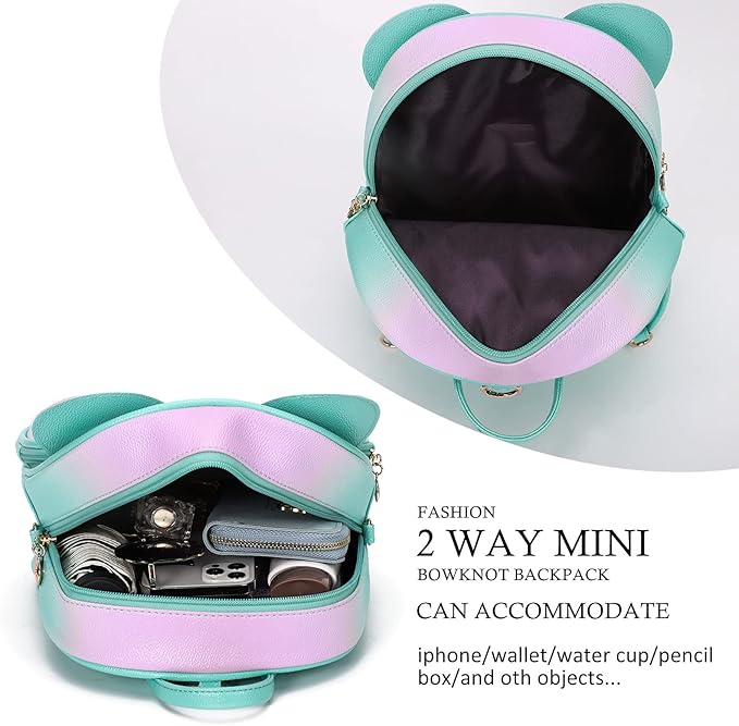 KL928 Girls Mini Backpack Bowknot Polka Dot Cute Daypacks Convertible Shoulder Bag Purse for Women