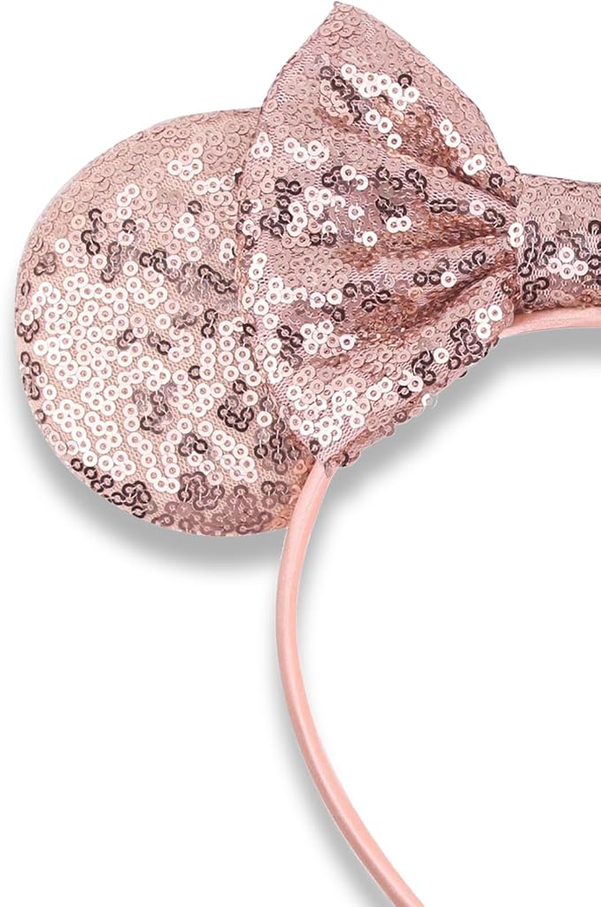 Sequin Mouse Ears Headbands for Women Girls Boys, Glitter Bows Headband for Kids Adults Birthday Party Costume Halloween