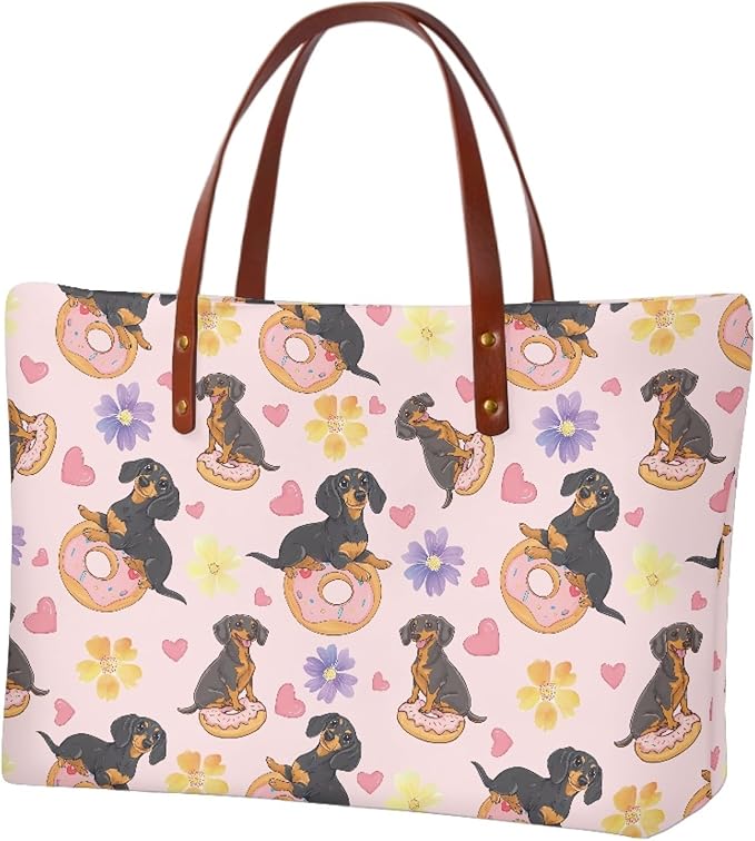 Womens Zip Up Tote Handbag Daisy Print Large Capacity Tote Purse Handbag Big Tote Bag Purse For Work Laptop