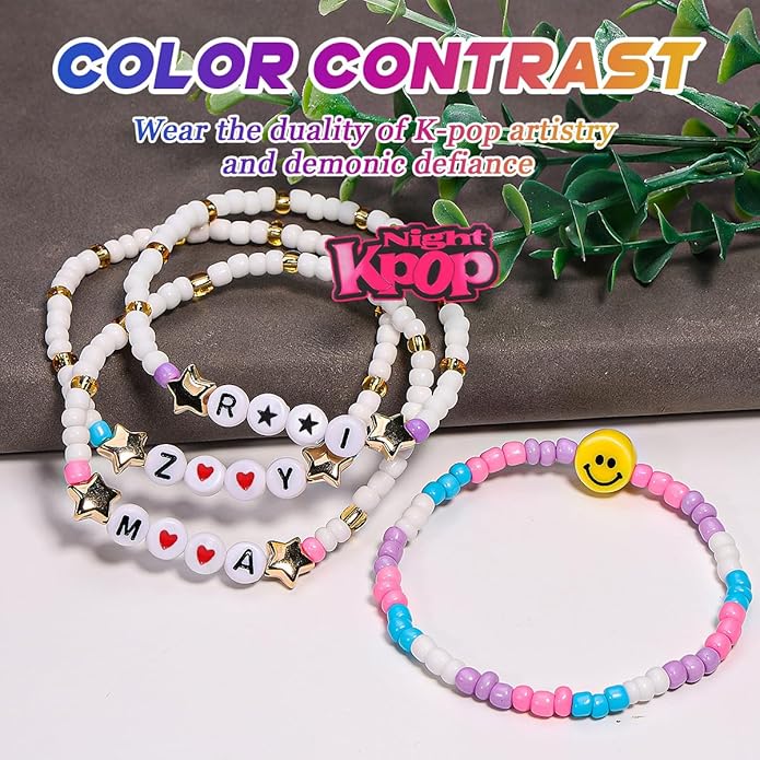 AICase for Korea-Pop Merch Gifts Toys Cosplay Birthday Decorations Bracelets Outfit Costume 6 Pcs Stackable Stretch Beaded Bracelets Merchandise Jewelry Gifts for Fans Women Christmas Stocking