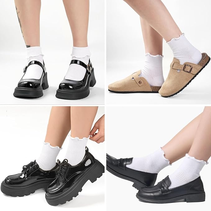Fall Socks for Women,Halloween Socks for Ruffle Sock Gifts,Frilly Ankle Sock for Maryjane Flats Sneakers