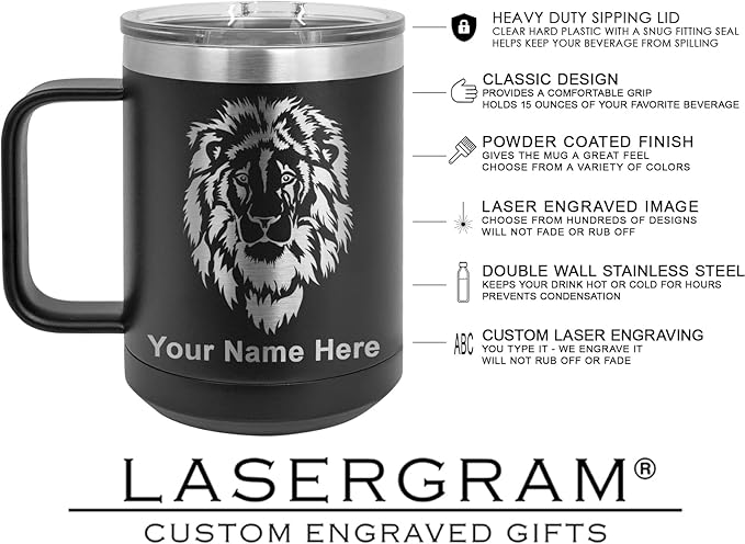 LaserGram 15oz Vacuum Insulated Coffee Mug, CNA Certified Nurse Assistant, Personalized Engraving Included (Black)