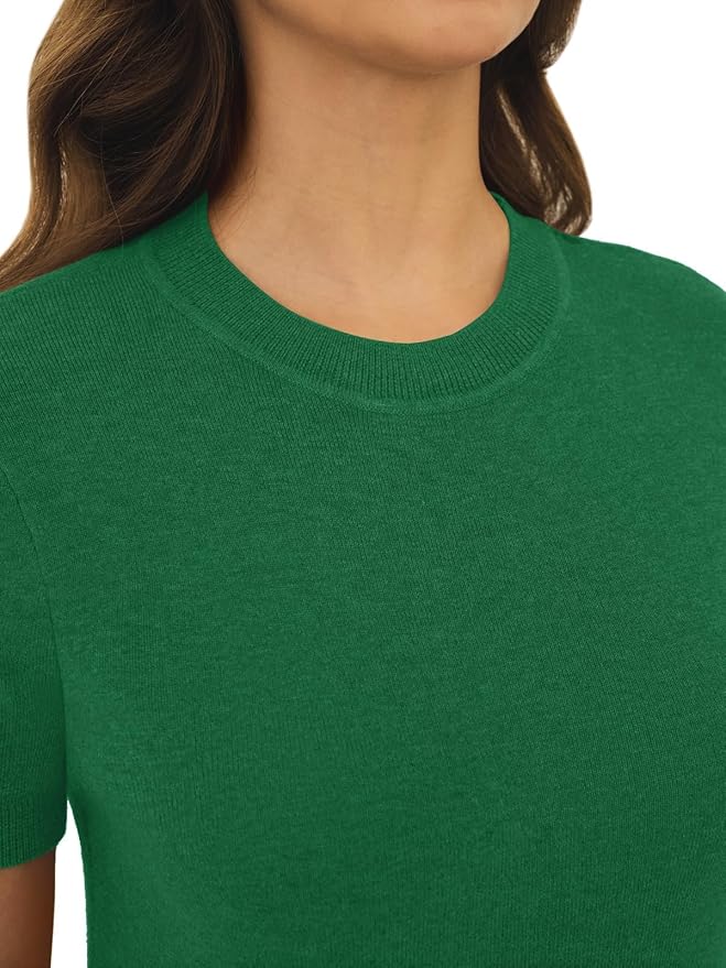 Women's Soft Short Sleeve Wool Blend Pullover Sweater for Business Casual & Fashion