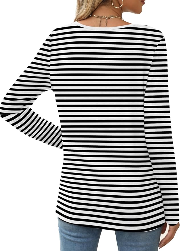 XIEERDUO Long Sleeve Shirts for Women Casual Crew Neck Basic Fall Tops Loose Fit Comfy