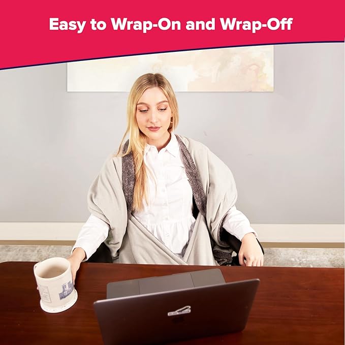 The Original Office Chair Blanket by SnuggleBack; Cozy Comfy Office Desk Chair Wrap Attaches for Convenient Heat and Hands-Free. Stay Warm In The Winter or Summer. Black Faux Fur with Sherpa Fleece