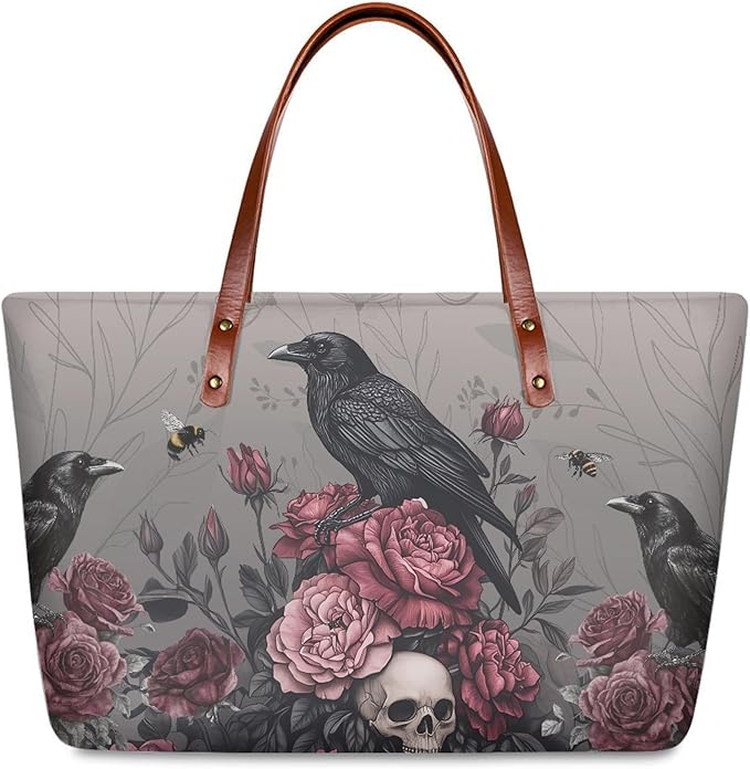 Womens Zip Up Tote Handbag Daisy Print Large Capacity Tote Purse Handbag Big Tote Bag Purse For Work Laptop