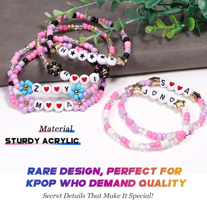 AICase for Korea-Pop Merch Gifts Toys Cosplay Birthday Decorations Bracelets Outfit Costume 6 Pcs Stackable Stretch Beaded Bracelets Merchandise Jewelry Gifts for Fans Women Christmas Stocking