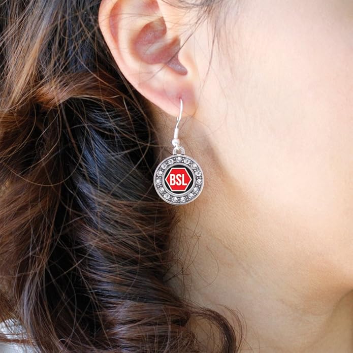 Inspired Silver - Silver Circle Charm French Hook Drop Earrings with Cubic Zirconia Jewelry