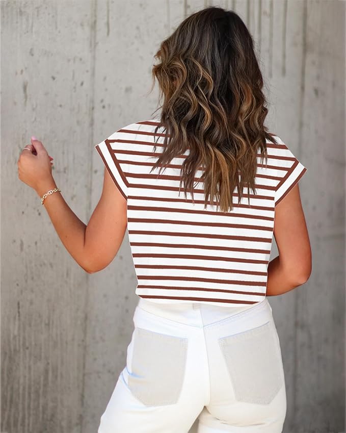 Tankaneo Womens Short Sleeve Cropped T-Shirts Summer Rolled Dolman Sleeve Crop Tops Casual Round Neck Solid Short Basic Tees