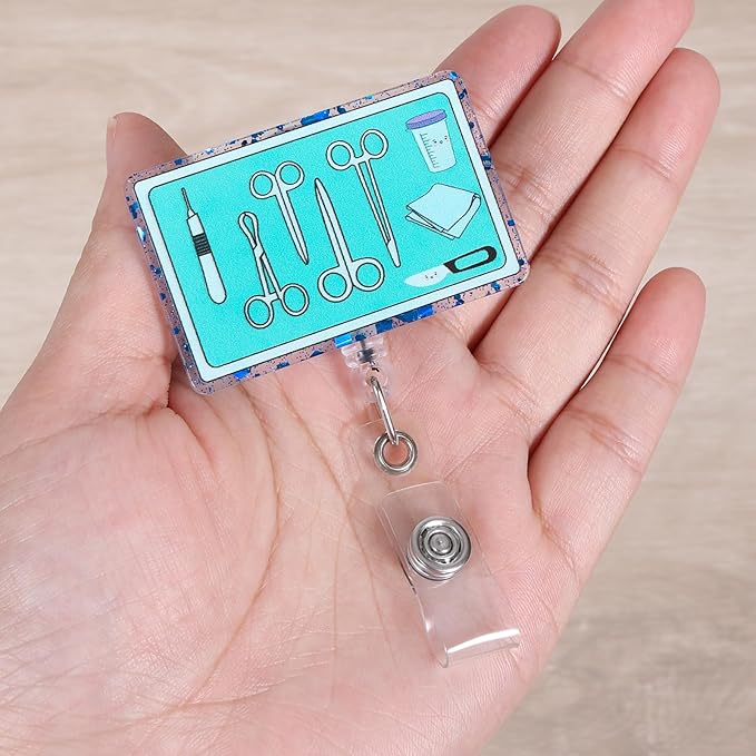 Surgical Tech Funny Nurse Badge Reel, Cute Retractable ID Card Badge Holder, Name Tag Medical Work Badge Clip for RN LPN/LVN ICU Nurse Nursing Student Surgeon Doctor Teacher Medical Assistant Workers