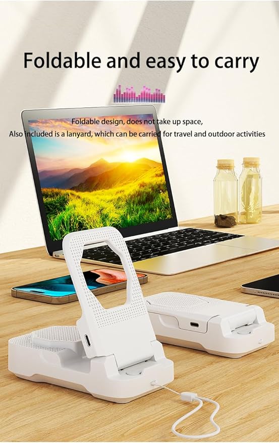 Mobile Phone Sensor Stand Bluetooth Speaker（White）