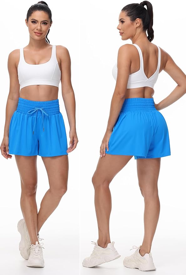 Blaosn Flowy Athletic Shorts for Women Gym Workout Running Short Pants High Waist Skort with Pocket Casual Summer Clothes