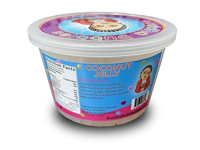 Premium Coconut Jelly Dessert Topping by Buddha Bubbles Boba (Coconut Jelly)