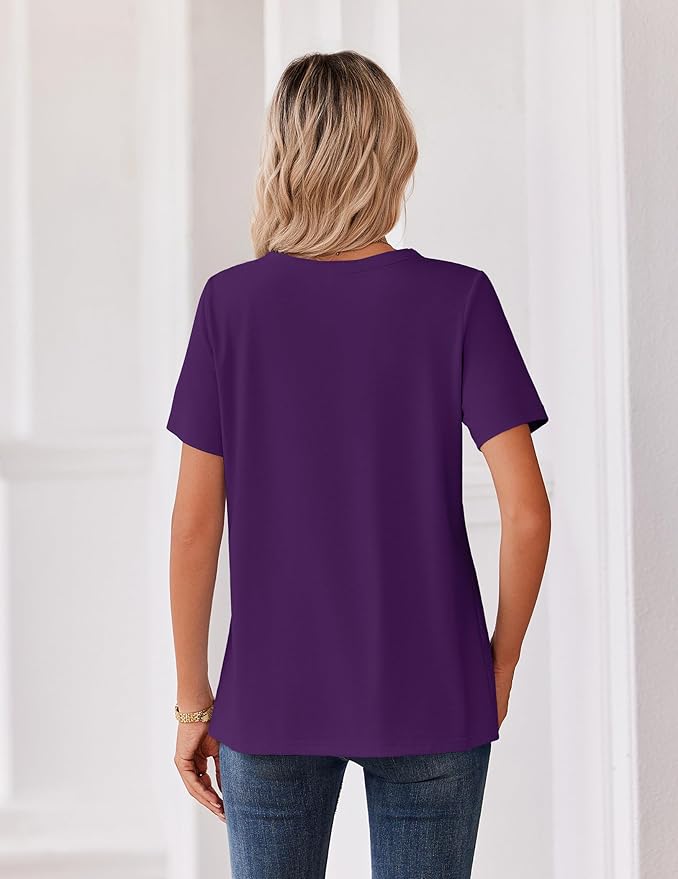 Zeagoo Womens Summer Tops V Neck Short Sleeve Shirts Dressy Casual Blouse Spring Vacation Tshirts Clothes