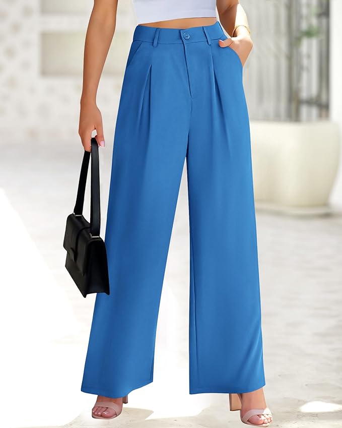 BTFBM Women High Waist Palazzo Pants Spring 2026 Casual Wide Leg Trousers Loose Work Office Business Suit Pant Pockets