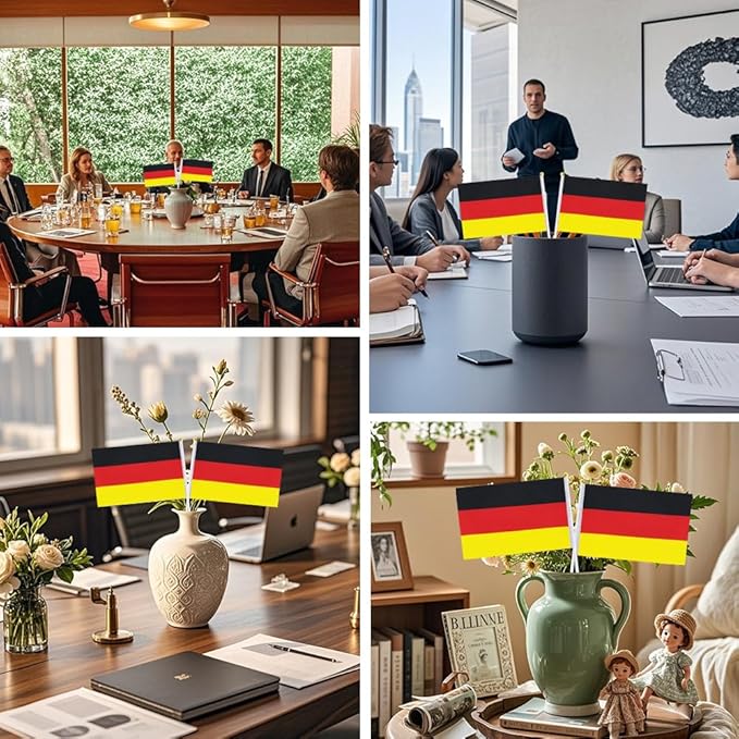 20 Pack Small Germany Flags on Stick Mini Handheld German Flag for Parades, Independence Day and Patriotic Events 5x8 Inch Durable Weather-Resistant Flags with 12 Inch Sticks(Germany)