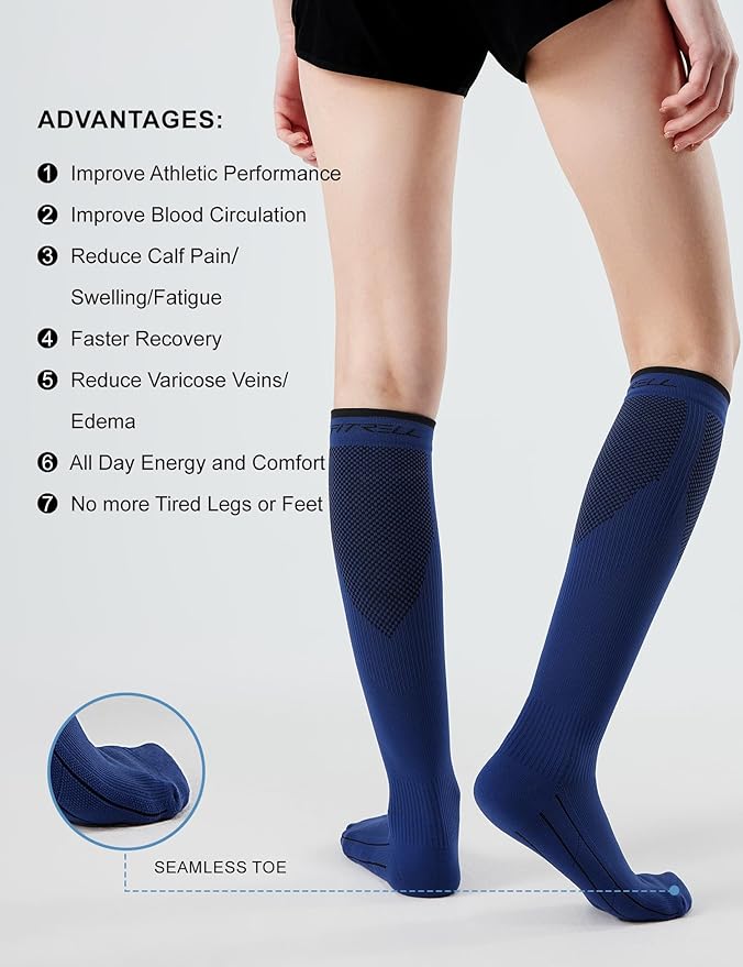 FITRELL 3 Pairs Compression Socks for Women and Men 20-30mmHg-Circulation Support Socks
