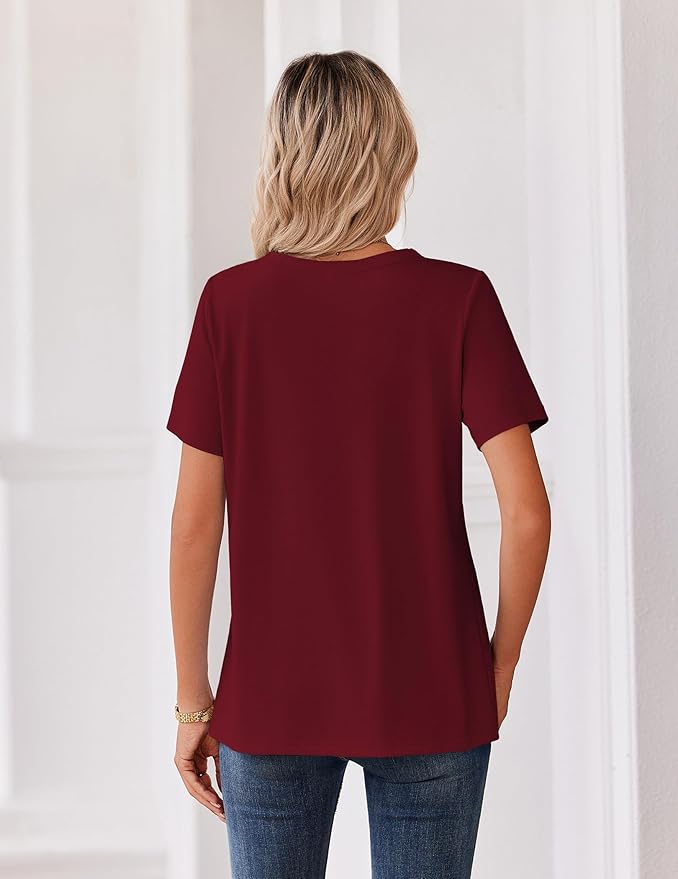 Zeagoo Womens Summer Tops V Neck Short Sleeve Shirts Dressy Casual Blouse Spring Vacation Tshirts Clothes