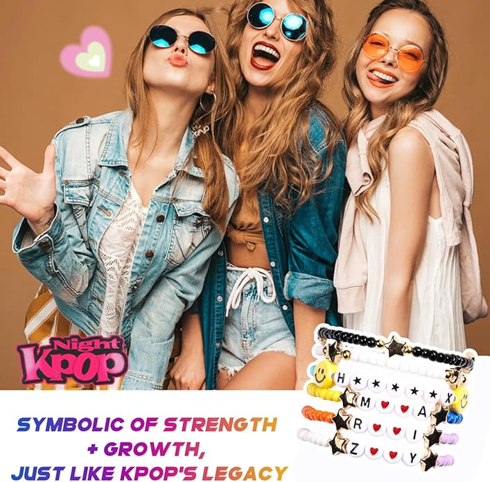 AICase for Korea-Pop Merch Gifts Toys Golden Inspired Bracelets 5 Pcs Stackable Stretch Flower Beaded Bracelets Costume Outfit Merchandise Jewelry Gifts for Fans Christmas Stocking_3110