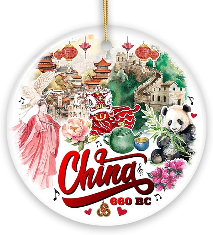 Vintage Artistic China Ornament, Chinese Heritage Gift and Keepsake