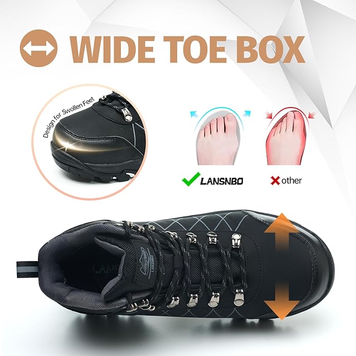 Waterproof Steel Toe Boots for Women Wide Width Non Slip Work Shoes Lightweight Slip Resistant Safety Toe Sneakers Indestructible Construction Composite Toe Footwear