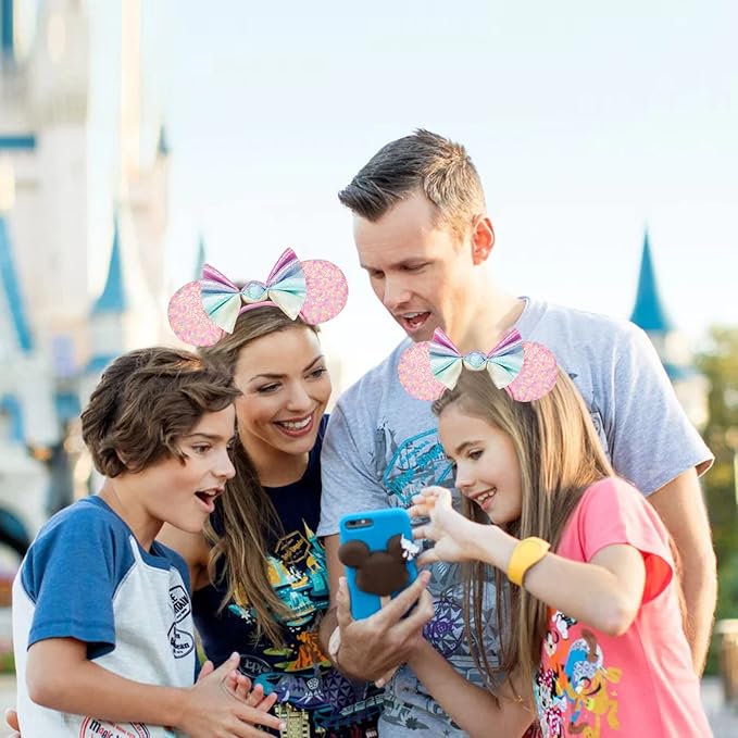 FANYITY Mouse Ears, Sequin Mouse Ears Headband for Boys Girls Women (candy)