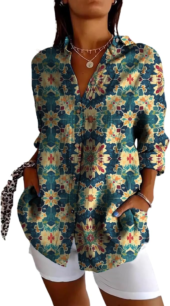 Fashion Summer Shirts Oversized V Neck Basic Vintage Floral Graphic Dressy Button Down Stylish Hawaiian Holiday Outfits