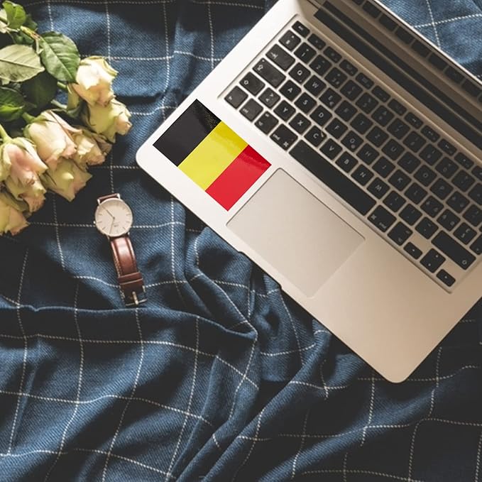 CANTENDO 5Pcs Belgium Flag Decal Sticker - Belgian Flag Reflective Vinyl Car Stickers - for Car Window Bumper Waterproof Sticker (2.5 x 4.5 Inch)