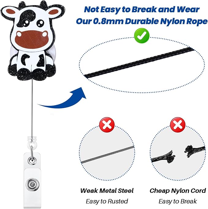 Funny Cow Badge Reel, Cute Pediatric Retractable ID Card Badge Holder, Name Tag Work Badge Clip for NICU ICU RN LPN CNA MA ER Night Shift Nurse Nursing Student OB/GYN L&D Doctor Teacher, Nurse Gifts
