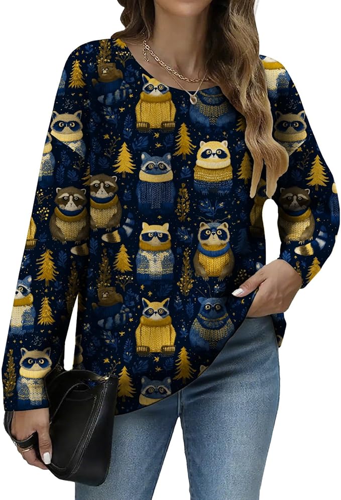 LIZALIG Women's Fall Christmas Snowman Sweater Long Sleeve Crewneck Pullover Festive Holiday Winter Outfit for Parties